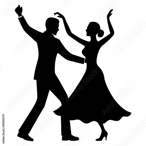 girl friend and boy friend party dance on the ground vector silhouette