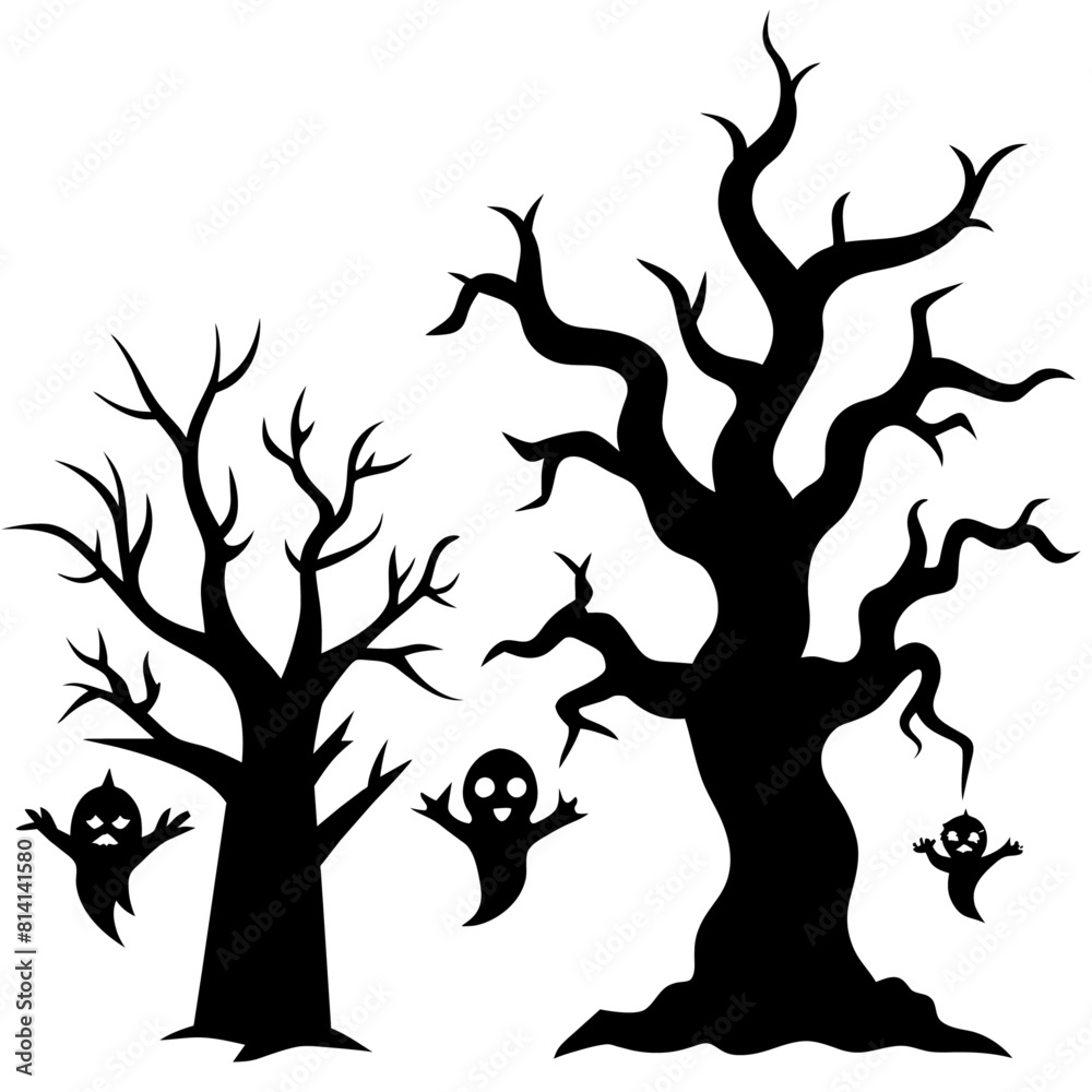 vector silhouettes of haunted and dead scary trees specifically for Halloween-themed design vector silhouettes of haunted and dead scary trees specifically for Halloween-themed design