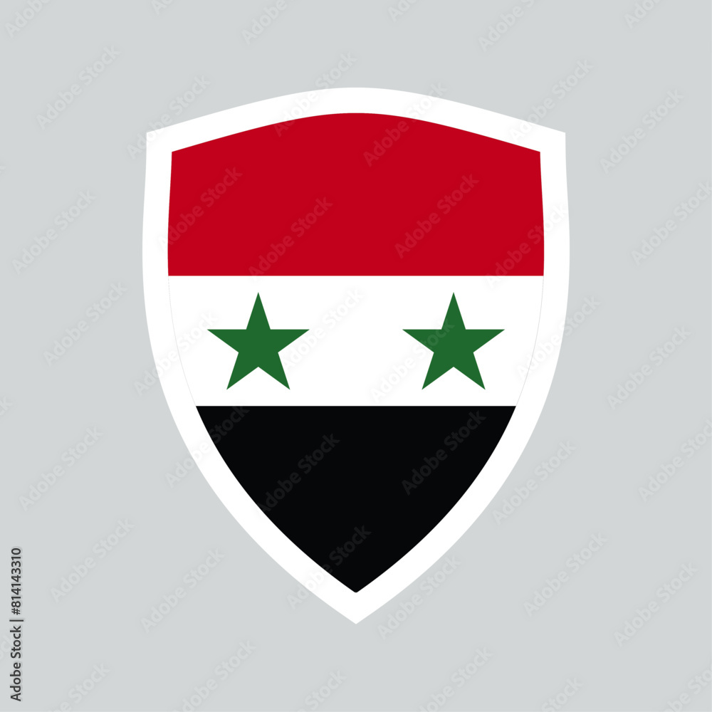 Syria Flag in Shield Shape Frame Syria Flag in Shield Shape Frame
