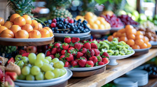 Culinary temptation  Fresh fruits and pastries on a buffet