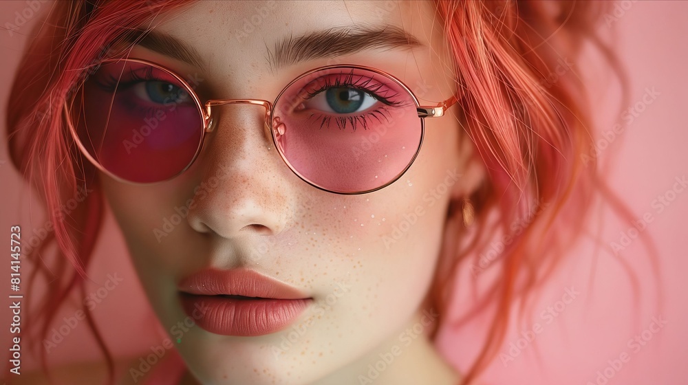 A woman with red hair and glasses. A woman with red hair and glasses.
