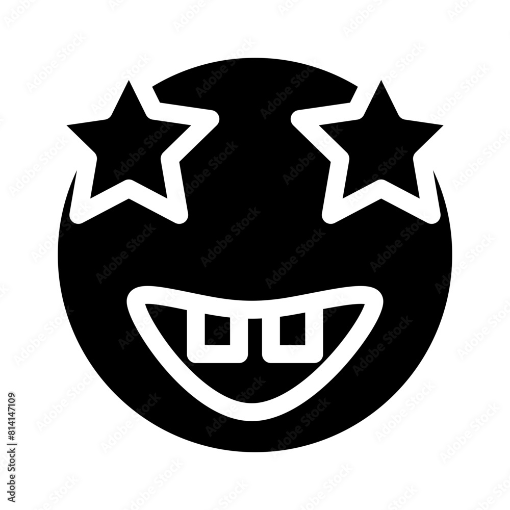 emoji Star eyes with Teeth Gliph Icon Design emoji Star eyes with Teeth Gliph Icon Design