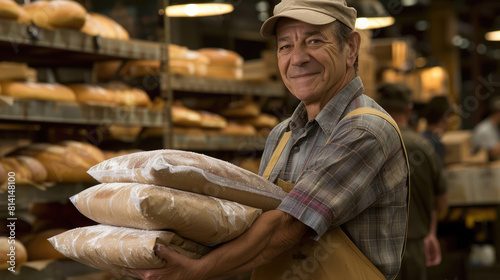 Portrait of handsome baker at the bakery. Portrait of a man
