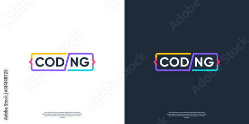 Typographic coding logo design colorful.