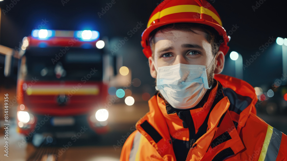Rescue doctor at the scene. Portrait of a young employee Rescue doctor at the scene. Portrait of a young employee
