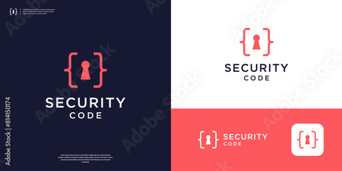 Keyhole coding tech logo design template.