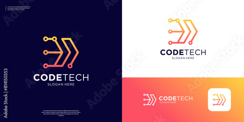 Circuit coding programer logo design vector illustration.