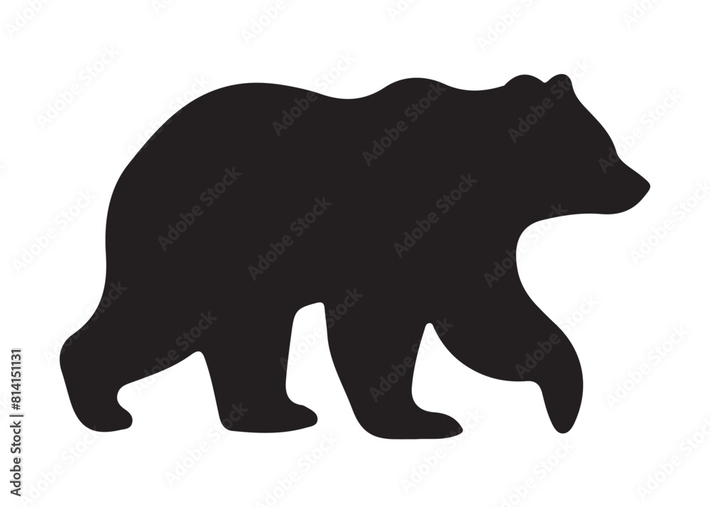 Fototapeta premium Bear vector silhouette, Grizzly bear or polar bear silhouette flat vector, animal silhouette