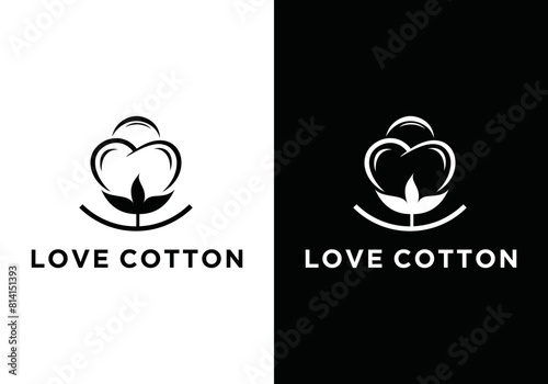 Cotton logo design template. cotton love design logo. logo for lovers of cotton products.