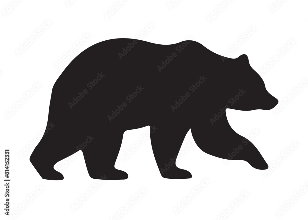 Bear vector silhouette, Grizzly bear or polar bear silhouette flat vector, animal silhouette Bear vector silhouette, Grizzly bear or polar bear silhouette flat vector, animal silhouette