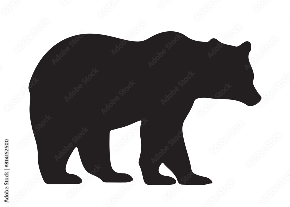 Fototapeta premium Bear vector silhouette, Grizzly bear or polar bear silhouette flat vector, animal silhouette
