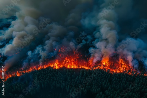Aerial View of a Massive Forest Fire