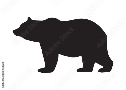 Bear vector silhouette, Grizzly bear or polar bear silhouette flat vector, animal silhouette