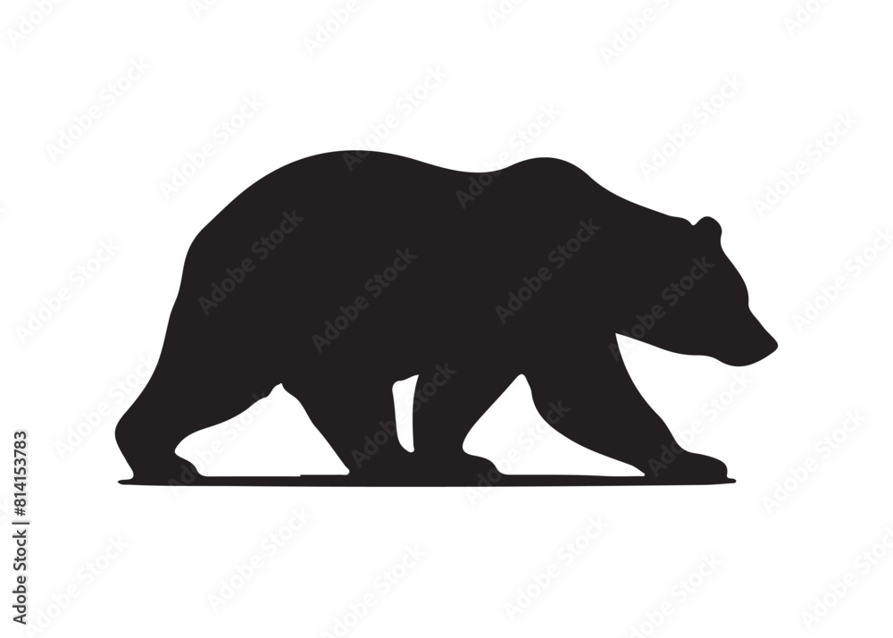 Obraz premium Bear vector silhouette, Grizzly bear or polar bear silhouette flat vector, animal silhouette