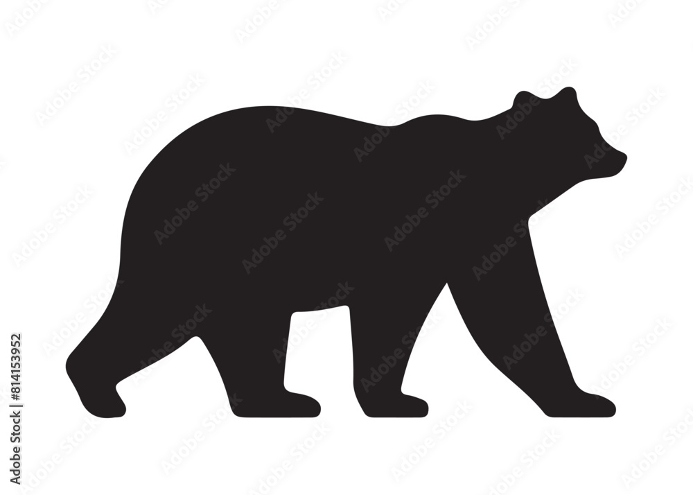 Bear vector silhouette, Grizzly bear or polar bear silhouette flat vector, animal silhouette Bear vector silhouette, Grizzly bear or polar bear silhouette flat vector, animal silhouette