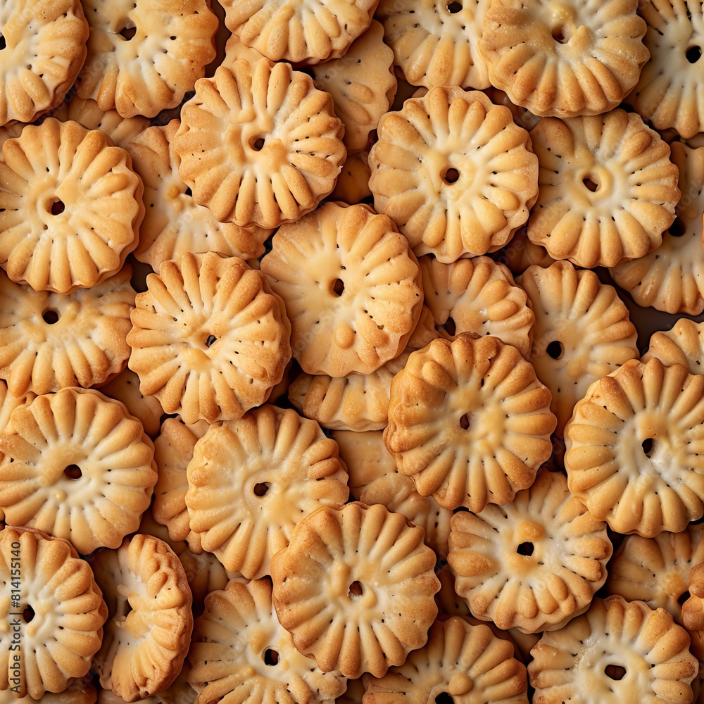 Background full of Biscuit. Product photography. Cracker background.
