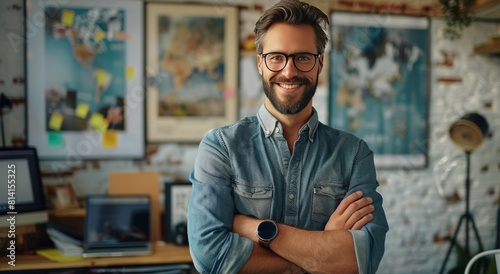 Man With Glasses Standing in Room
