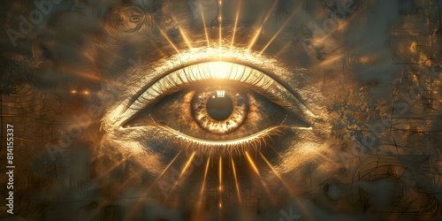 The Eye of Providence: Symbolizing Divine Guidance and Protection as God's Watchful Eye. Concept Symbolism, Divine Guidance, Protection, God's Eye, Eye of Providence photo