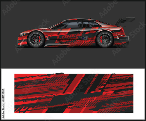 Car wrap racing livery vector. Abstract stripe racing background for pickup truck
