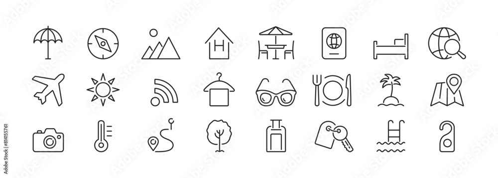 Travel line icons. Set of tourism icon. Vector illustration Travel line icons. Set of tourism icon. Vector illustration