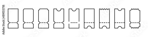 Ticket icon. Blank tickets set. Ticket template cinema, lottery, travel, football match. Vector coupon