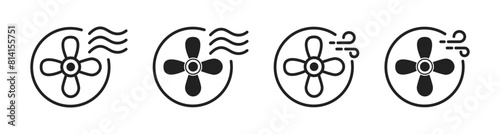 Propeller icon. Ventilator propeller symbol. Fan with air logo. Vector.