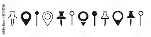 Pin map icon set. Map pin location. Map markers collection. Vector