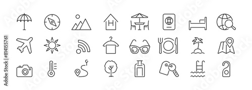 Travel line icons. Set of tourism icon. Vector illustration