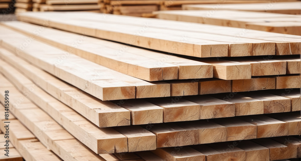 A warehouse of boards on a sawmill: an industrial landscape. The lumber is in a stack A warehouse of boards on a sawmill: an industrial landscape. The lumber is in a stack