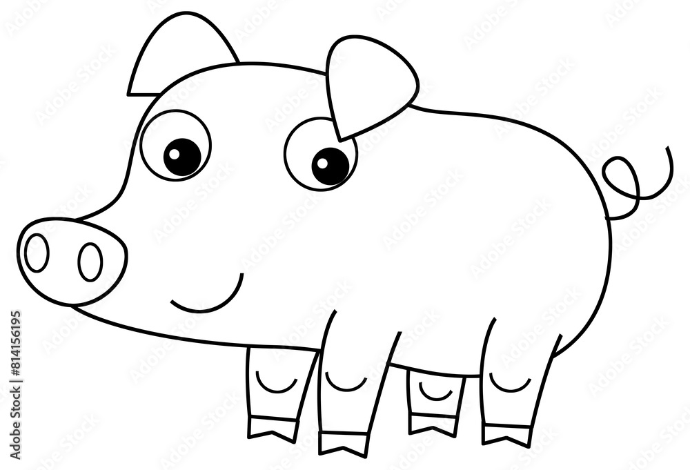 sketch cartoon scene with happy farm ranch pig animal domestic smiling illustration for children sketch cartoon scene with happy farm ranch pig animal domestic smiling illustration for children