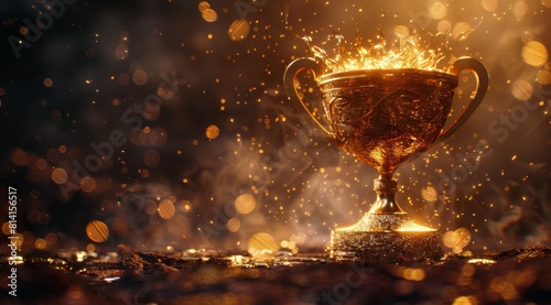 Golden Trophy on Table