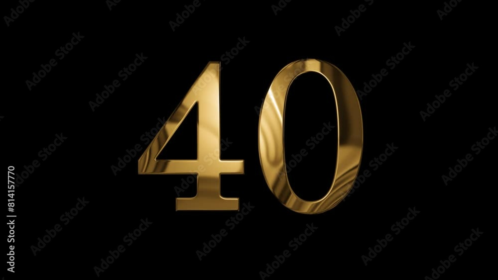 Gold number 40 with alpha channel, number forty Gold number 40 with alpha channel, number forty