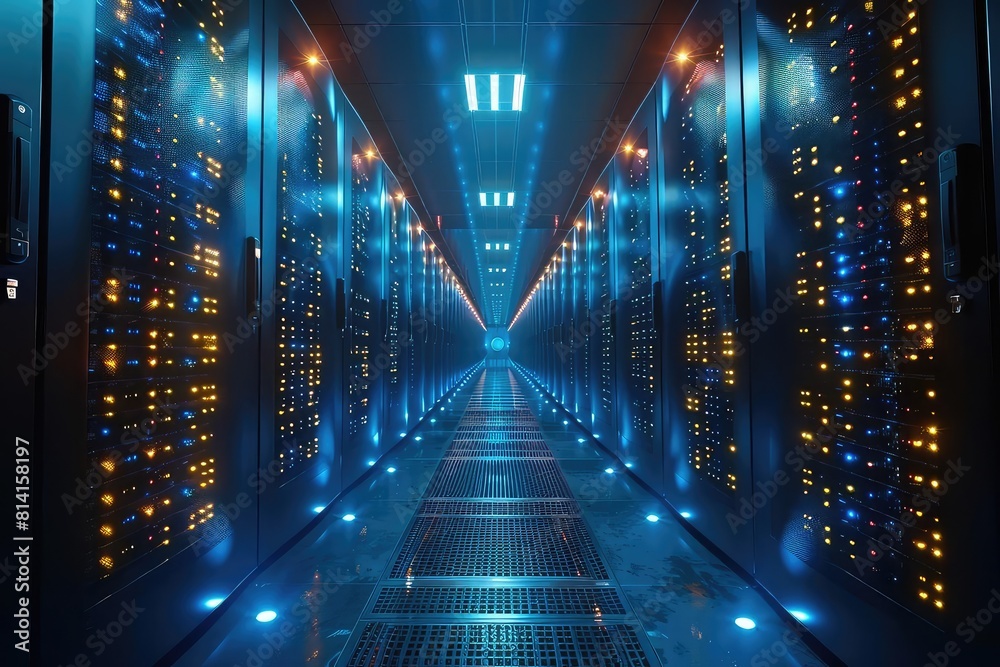 Accounting firms data center, secure storage of financial records, large servers, critical data management Accounting firms data center, secure storage of financial records, large servers, critical data management