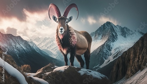 An ibex in the mountains  photo