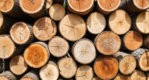 Timber Harvest  Nature s Lumber Stacks. Trunks of fallen trees lying in a pile