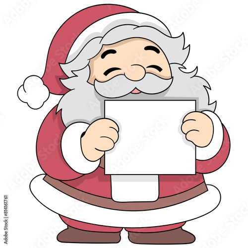 smiling santa claus carrying a blank board © Popular Vector