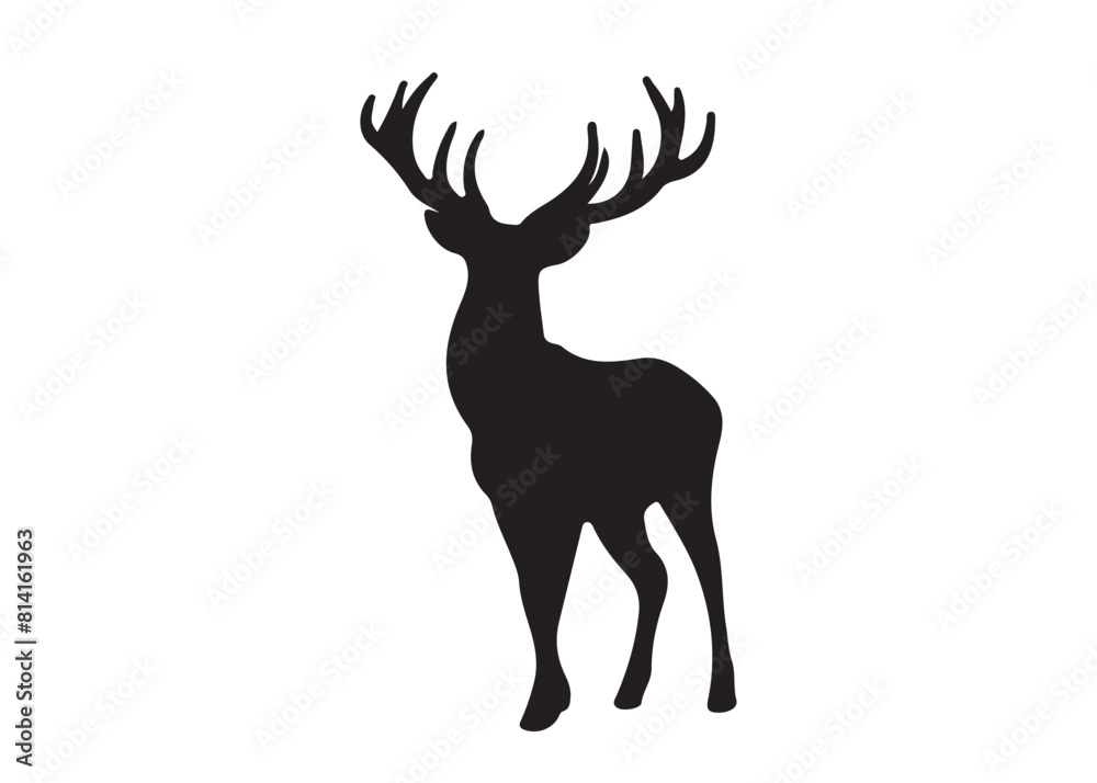 isolated black silhouette of a deer collection, deer silhouette vector. isolated black silhouette of a deer collection, deer silhouette vector.