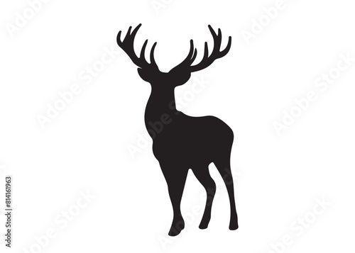 isolated black silhouette of a deer collection  deer silhouette vector.