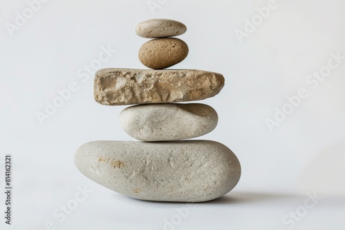 Zen balance of smooth stones stacked in a calm arrangement