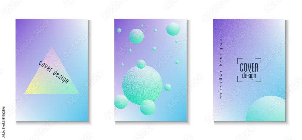 Gradient Background. Noise Minimal Design. Elegant Placard. Digital Poster. Triangle Shape. Pink Grain Holographic Set. Futuristic Galaxy Collection. Purple Gradient Background