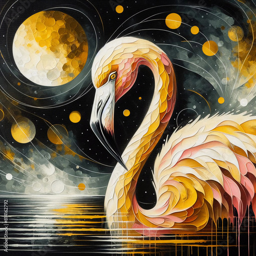 Flamingo, painting.	