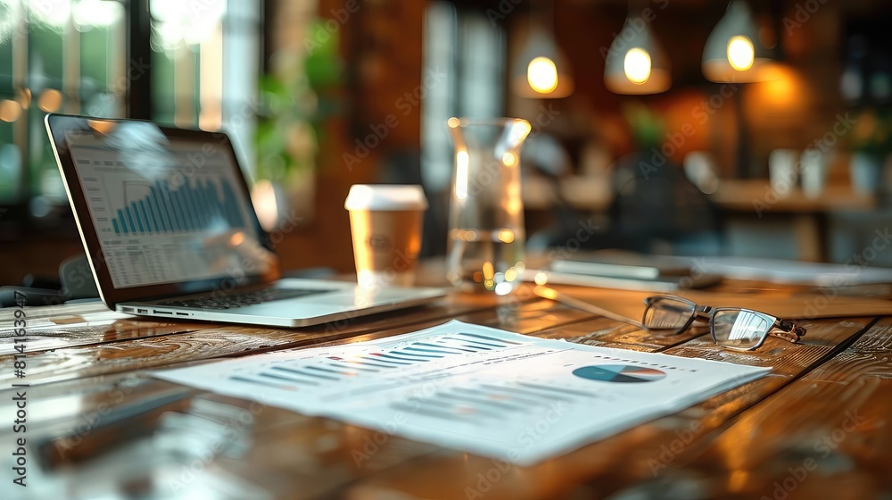 Financial audit in progress, documents and laptop open, team discussing findings, thorough, compliancedriven Financial audit in progress, documents and laptop open, team discussing findings, thorough, compliancedriven