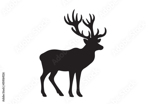 isolated black silhouette of a deer collection, deer silhouette vector.
