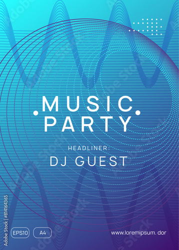 Discotheque Magazine. Green Night Club Design. Blue Sound Poster. Dj Festival Template. Soundwave Disco Illustration. Fest Set. Electro Vector. Pink Discotheque Magazine