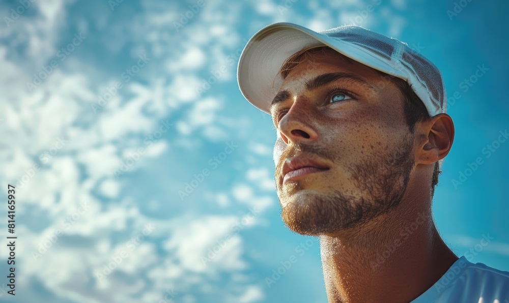 A professional male athlete is wearing a sports cap A professional male athlete is wearing a sports cap