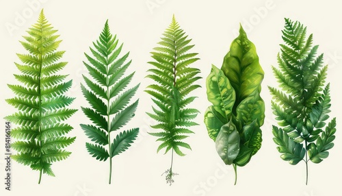 Illustration of a fern leafs evolution, educational graphic, detailed stages of growth, informative, natural cycle photo