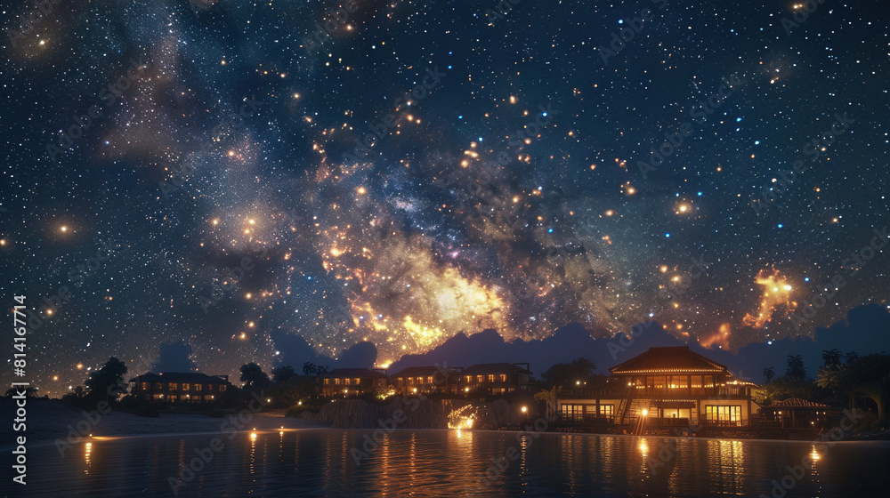 Starry Night Illumination: Venue Aglow Under Celestial Canopy