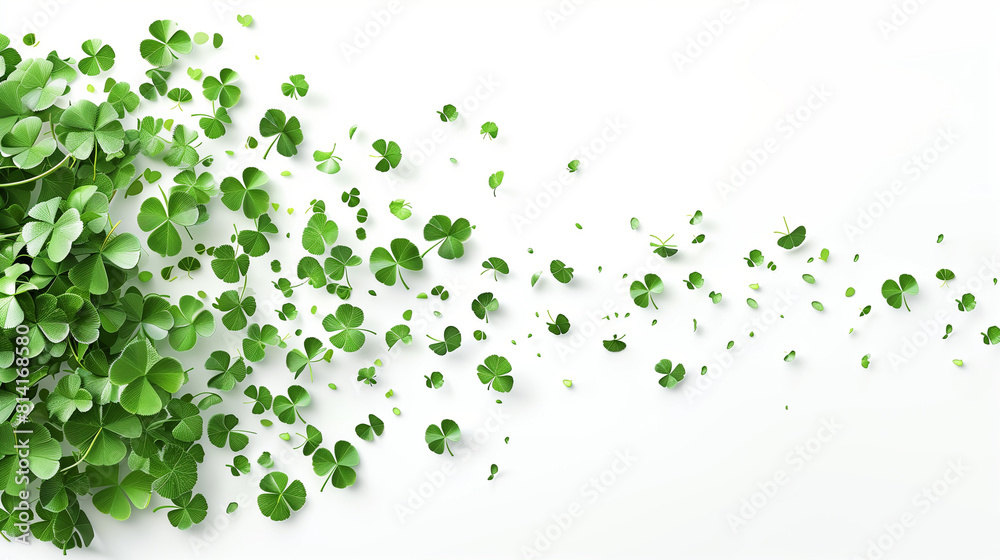 Shamrock Leaves Falling on White Background Shamrock Leaves Falling on White Background