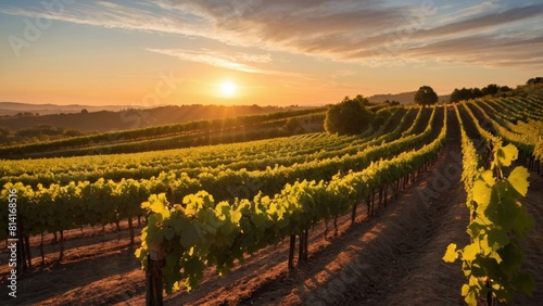 Vineyard Sunrise  Stunning Landscape Photo of Grapevines at Dawn