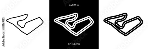 Spielberg Circuit Vector. Spielberg Austria Circuit Race Track Illustration with Editable Stroke. Austrian Race Track. Stock Vector.	
